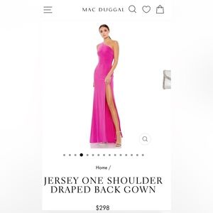 Ieena for Mac Duggal Jersey one shoulder draped back gown Candy pink size 0